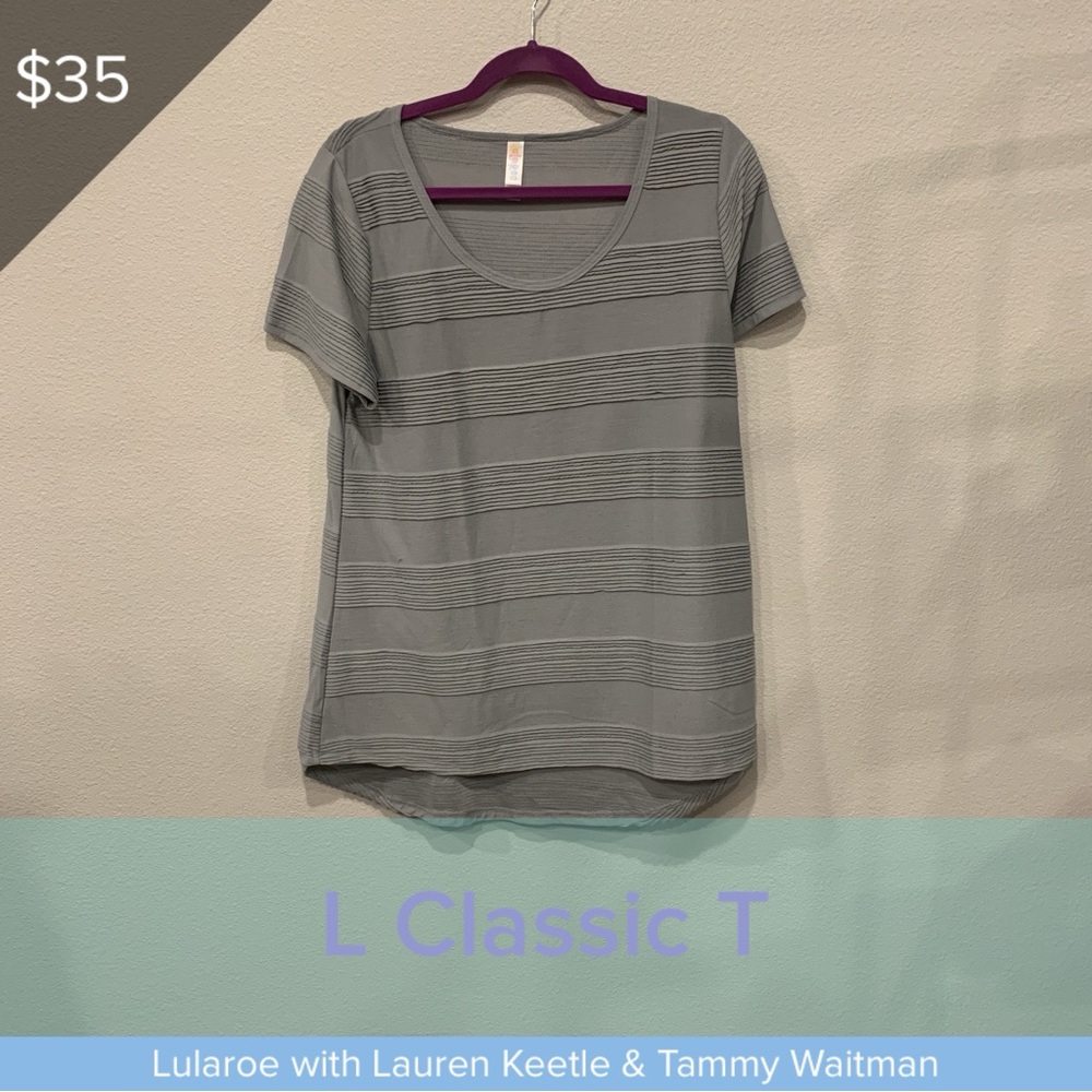 LuLaRoe Gray Striped Short Sleeve Tee